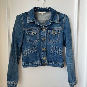 Maje Cropped Classic Blue Denim Jacket Size Small/Medium